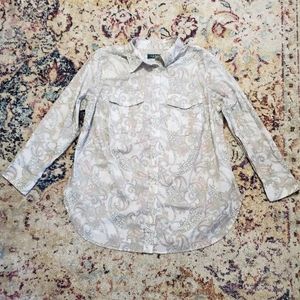 Lauren Ralph Lauren Sheer Pastel Paisley Button Down Shirt Size 1X